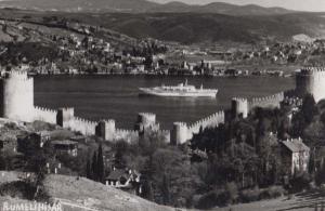 Rumelihisar Turkey Vintage Turkish Aerial Boat Harbour Real Photo Postcard