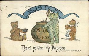 Boston MA Baked Beans Teddy Bears 1907 Postcard