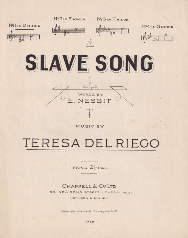 Slave Song Teresa Del Riego Olde Sheet Music