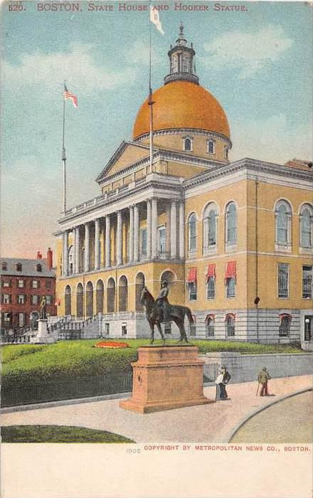 Massachusetts  Boston,  State House and Hooker Statue,