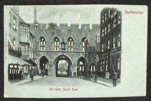 SOUTHAMPTON ENGLAND BAR GATE SOUTH SIDE HTL HOLD TO LIGHT POSTCARD 1904