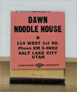 Dawn Noodle House Salt Lake City Utah Vintage Matchbook Cover 