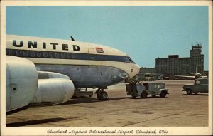 Cleveland Ohio OH Hopkins Int'l Airport United Airlines Plane Vintage Postcard