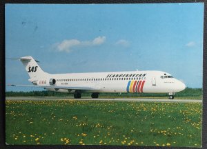 Postcard Used SAS Scandinavian Airlines DC-9 Norway 1988