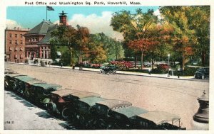 Vintage Postcard 1920's Post Office & Washington Sq. Park Haverhill MA