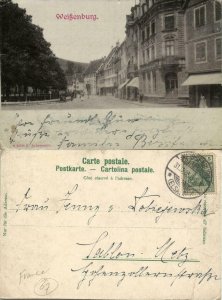 france, WEISSENBURG WISSEMBOURG, Alsace, Street Scene (1905) Postcard