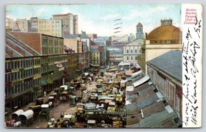 Boston Massachusetts~Birds Eye View Of Market & Faneuil Hall~PM 1907~Postcard