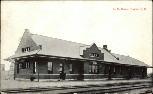 Rugby ND GN RR Train Depot Station c1910 Postcard