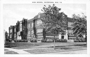 WATERTOWN, Wisconsin WI   HIGH SCHOOL   c1940's Kropp Linen Postcard
