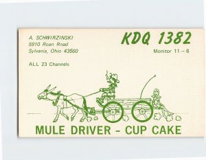 Postcard Mule Driver-Cup Cake, KDQ 1382, A. Schwirzinski, Sylvania, Ohio