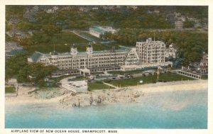 Vintage Postcard Airplane View New Ocean House Swampscott Massachusetts Mass.