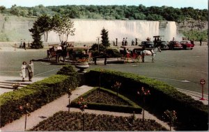 Oakes Gardens Niagara Falls Ontario American Falls in background C1940s Postcard