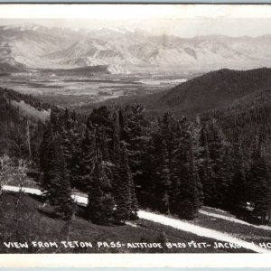 c1930s Jackson Hole, Wyo RPPC Teton Pass Birds Eye View Real Photo Postcard A200