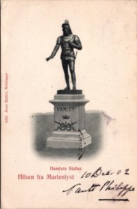 Denmark Hilsen fra Marienlyst Hamlet Statue Helsingør Postcard C021