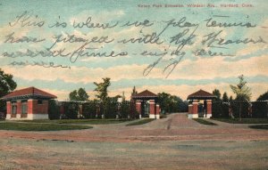 Vintage Postcard 1910's Keney Park Entrance Windsor Avenue Hartford Connecticut