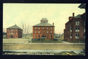 Amesbury, Massachusetts/MA Postcard, St Joseph's Convent, School & Rectory