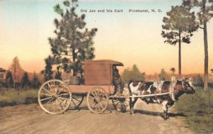 OLD JOE OXEN CART PINEHURST NORTH CAROLINA BLACK AMERICANA HAND COLORED POSTCARD