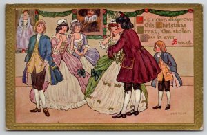 Christmas Greetings The Sweet Kiss By Marion Miller Postcards I45