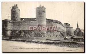 Old Postcard Fougeres General view of the Chateau (West Coast)