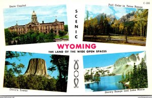 Wyoming Multi VIew Showing State Capitol Devil's Tower and More