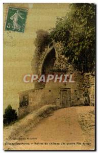 Old Postcard Cubzac the Bridges Ruins of Chateau Des Quatre Fils Aymon