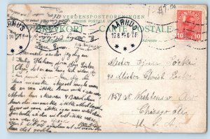 Aarhus Midtjylland Denmark Postcard Varna Bridge and River 1914 Posted