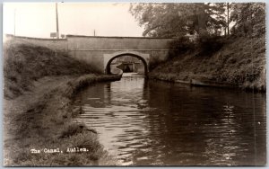 The Canal Audlem England Bridge In Distance RPPC Real Photo Postcard