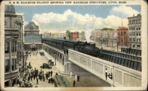 Lynn MA Railroad Train c1910 Postcard