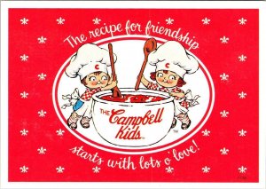Advertising CAMPBELL SOUP KIDS  Recipe For Friendship Is Love  1992 4X6 Postcard