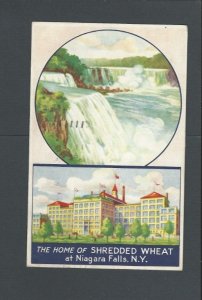 Post Card 1937 Niagara Falls NY Advertising Shredded Wheat By Nabisco Biscuit Co