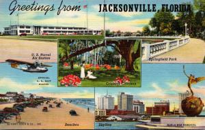 Florida Greetings From Jacksonville Multi View Curteich