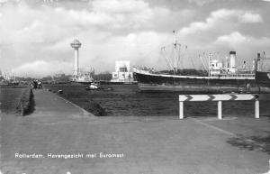 Rotterdam Netherlands Havengezicht met Euromast Tug Boat Real Photo PC J75380