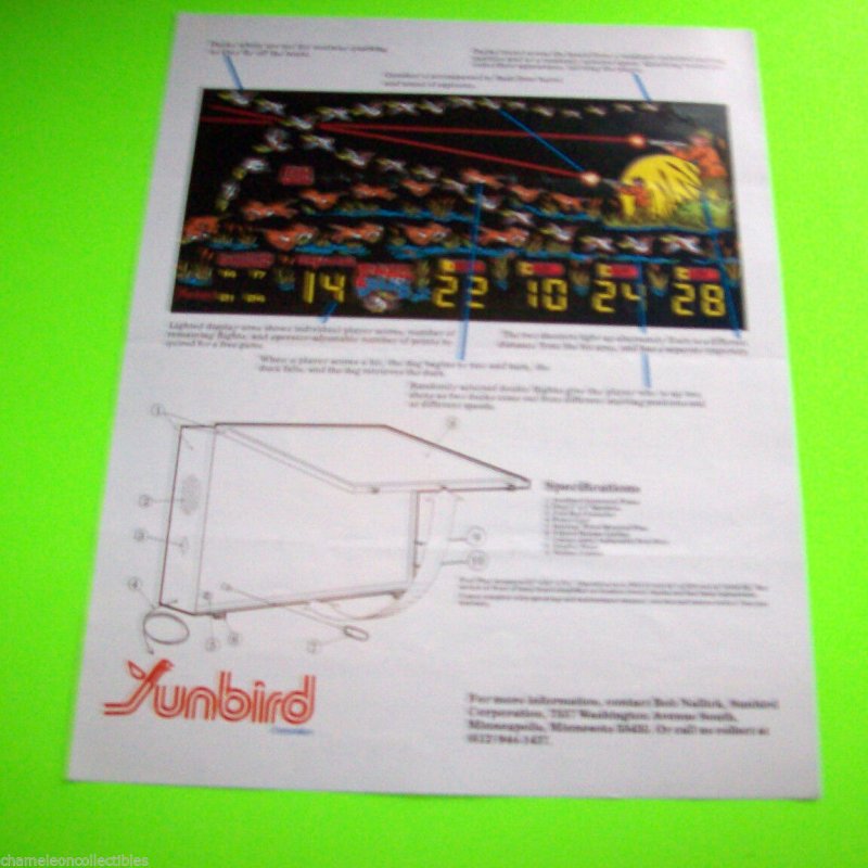 FOWL PLAY By SUNBIRD 1978 ORIGINAL VINTAGE ARCADE WALL GAME SALES FLYER