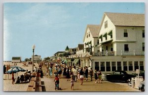 Ocean City MD Boardwalk Looking South Retro Cars Hotels Maryland Postcard B48