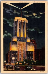 1937 Palmolive Building by Night Chicago Illinois Bronze Column Posted Postcard