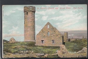 Isle of Man Postcard - St Patrick's Church & Round Tower, Peel Castle  RS18940