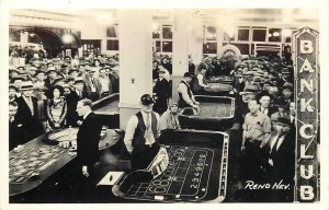 Postcard RPPC 1930s Nevada Reno Bank Club gambling tables interior NV24-2419