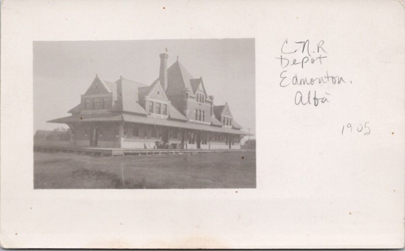 CNR Depot Edmonton Alberta AB Railway Train Station c1905 RPPC Postcard H55