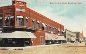J1/ La Junta Colorado Postcard c1910 East on 2nd St Stores Sherman House 132