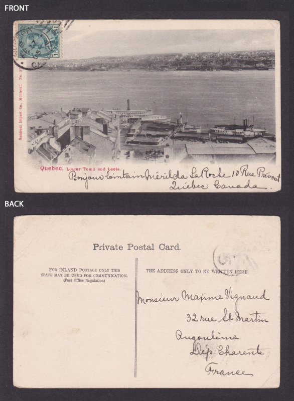 Postcard, CANADA, Quebec, Lower Town and Levis
