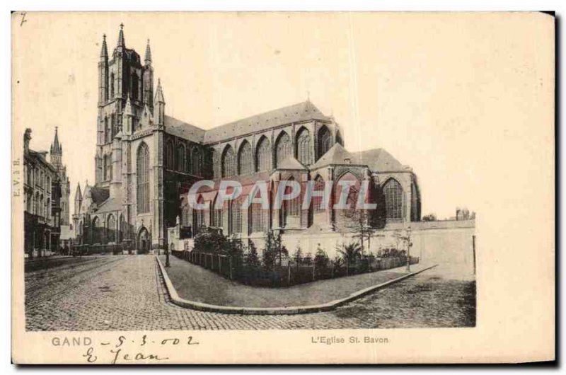 Old Postcard The Ghent Church St Bavo