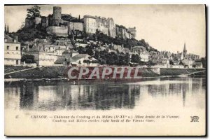 Postcard Old Chinon Chateaux du Coudray and Middle Right Bank of the Vienna