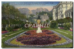 Menton Old Postcard The public garden and Sainte Agnes mountains