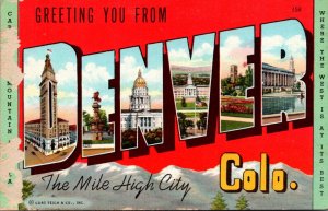 Colorado Greetings From Denver Large Letter Linen