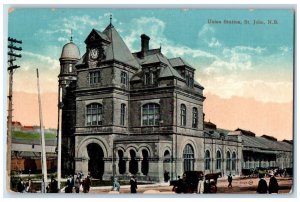 1914 Tower Clock Union Station St. John New Brunswick Canada Postcard