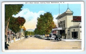 BETHLEHEM, New Hampshire NH ~ Colonial Theatre MAIN STREET Scene 1920s Postcard