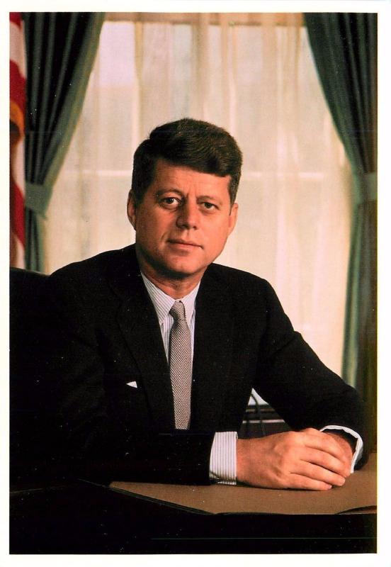 President John F Kennedy Black and White 1952 Oval Office Postcard