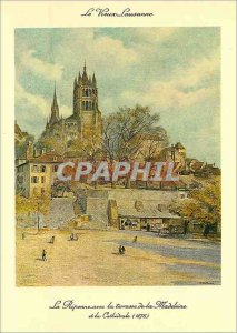 Postcard Modern Old Lausanne Riponne with the Patio de la Madeleine and the C...