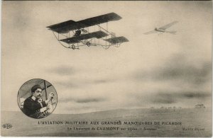 PC CPA AVIATION LIEUTENANT DE CAUMONT BIPLAN SOMMER Vintage Postcard (b24448)