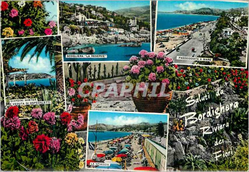 Postcard Modern Riviera dei Flori Grusse aus Bordighera